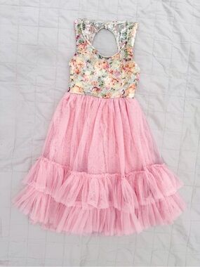 Weissman Love Story Pink Floral Lyrical Ballet Dance Costume Dress LC 10 12 Girl